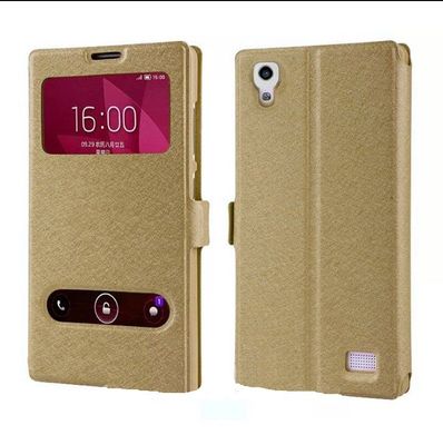 ^ FLIP Case 2 Window S-VIEW mit MAGNET Tasche Cover Für Lenovo Vibe B GOLD