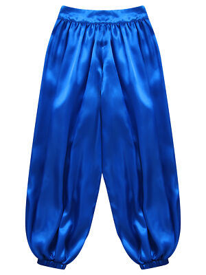 Kids Girls Dance Pants Event Trousers Wide-Leg Bloomers Satin Halloween  Palazzo