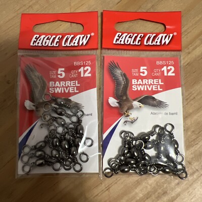 Eagle Claw Barrel Swivel, Black, Size 5, 12 Pack You Get 2 Size 5, 12pack