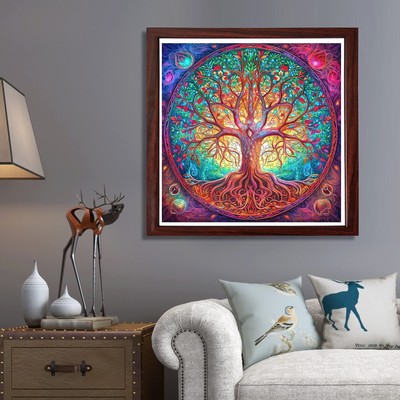 Mys Aurora Wooden Jigsaw Puzzle - Flower Mandala, 500 Pieces, 16.5x16.4 Inch, Shaped Wood Puzzle