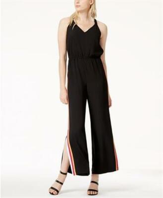 Bar III Womens Varsity-Stripe Jumpsuit Black XL Pink Orange White