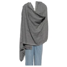 Cashmere|4 Ply|Shawl|HandLoomed |Nepal|"Natural"|2 Color|Gray/Light Gray