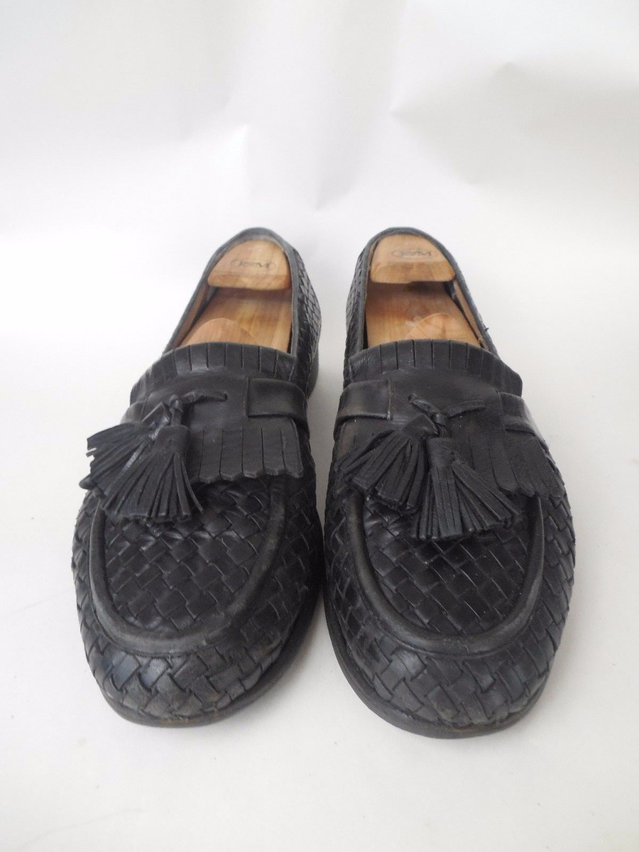 BRAGANO Cole Haan Black Tassel Woven Loafers Shoes Mens 10 M  display picture 1