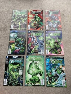Green Lantern Corps comics, no. 3, 5, 6, 7, 8, 9, 11, 12, 13, good condition