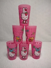 Hello Kitty Juice Cup Set Of Six 9 oz Plastic Tumblers BPA FREE Zax Designs New