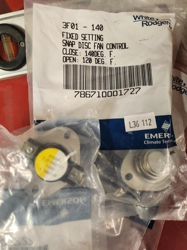 3F01-140 White Rodgers Emerson Snap Disk Fan ctrl Cut in 140F Cut out 120F
