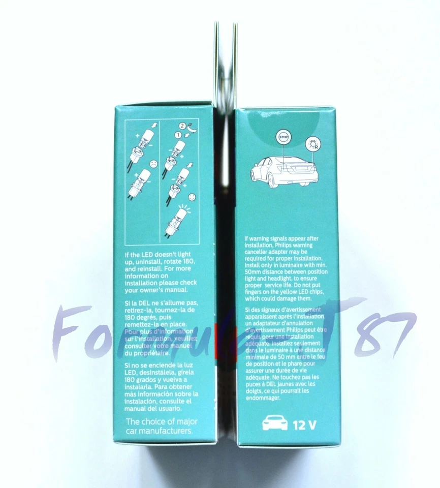 Philips Ultinon LED Light 7443 Red Two Bulbs Brake Stop Tail Park Replace OE Fit - Image 4 of 4