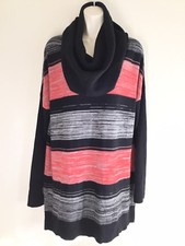 CASLON L/S Soft Knit Wool Blend Heather Striped Drape Neck Tunic Sweater Top L