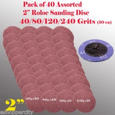 40x Assort 40/80/120/240 Grits 2" for Roloc Type R Sanding Abrasive Disc  Lock