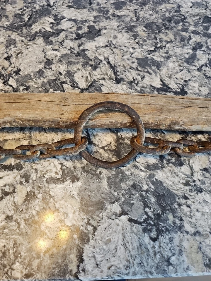 Antique 48" hand hewn wooden Oxen YOKE with chain primitive farm decor - Image 3 of 4