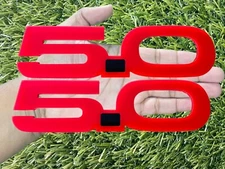 5.0 Emblem Badges Set of (2) Racing Aggressive Red With Black Dot Fender Badges