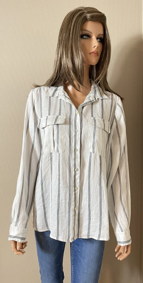 Chemisier Femme H&M - Couleur Beige Soyeux, Taille 38 - Col Drapé (cowl Neck), Manches Courtes - Occasion Très Bon état