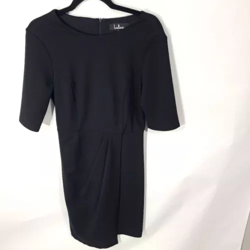 Lulus Women's Size Medium M Black Dress Faux Wrap 1/4 Sleeves Career Office