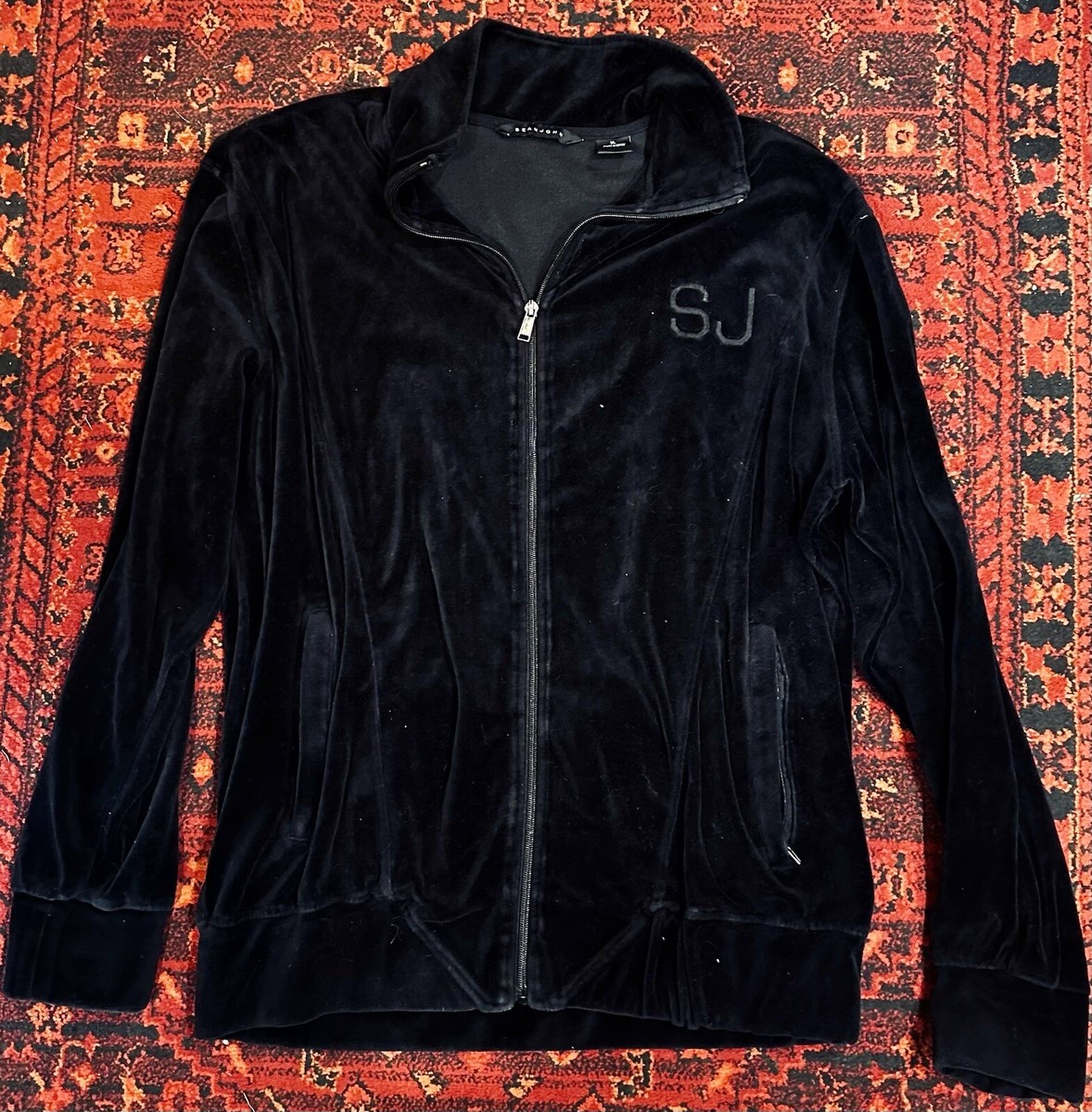 Sean John Black Velour Full Zip Track Jacket Men's SzXL Sean John Black Velour Full Zip Track Jacket Men's SzXL
