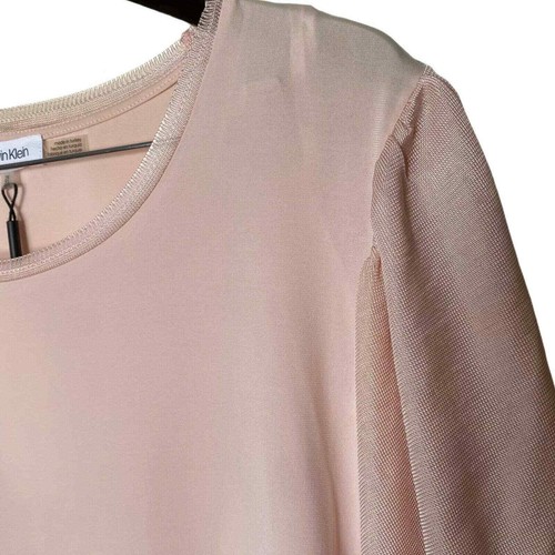 Calvin Klein Women's Embellished Flutter Sleeves Pink Blouse Top Size 2XL - 第 3/12 張圖片