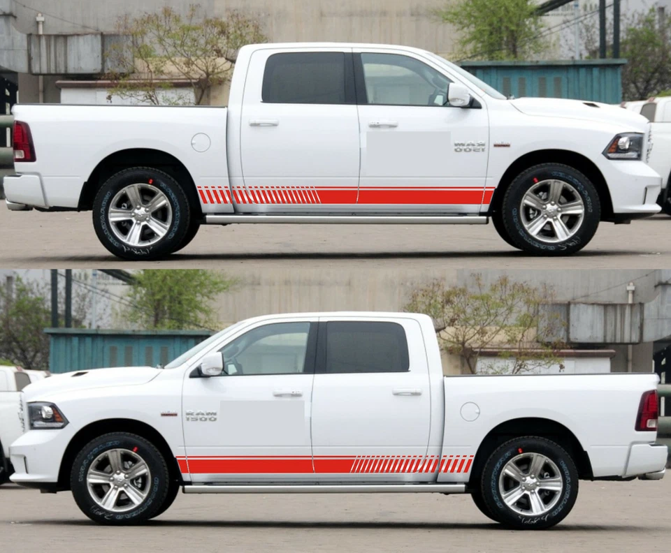 Calcomanía lateral calcomanía franja de puerta para Dodge Ram espejo retrovisor capó luz 2016-2019 4x4 Foto 4 de 4