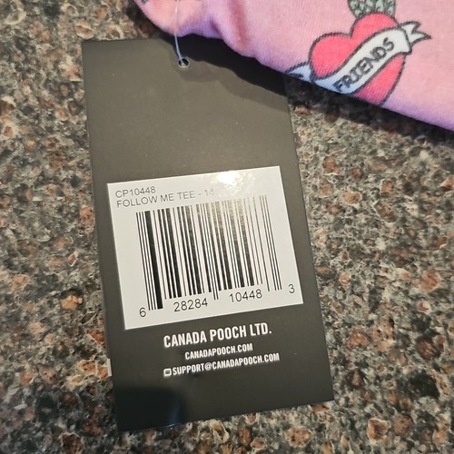 Canada Pooch Follow Me Tee Sz 14 (12-17 lbs) Dog T-Shirt NWT Pink Friends Print - Picture 5 of 13