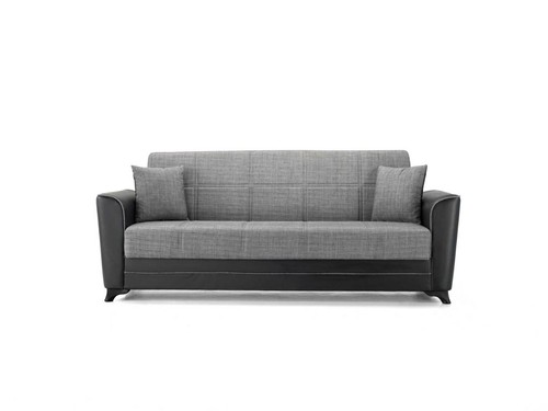 DIVANO 3 POSTI PRONTOLETTO IN ECOPELLE E TESSUTO CON CONTENITORE - Foto 2 di 4