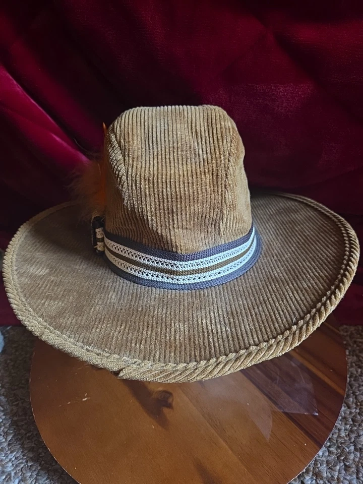 Banda de Sombrero de Ganchero de Pana Occidental Vaquero con Pluma Hecho en EE. UU. Talla Pequeña Foto 2 de 4
