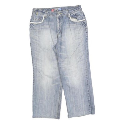 VITESSE NINE Herren Jeans Blau Relaxed Straight Denim W34 L26 Reißverschluss
