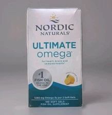 Nordic Naturals Ultimate Omega Fish Oil Lemon 1280mg 180 Soft Gels Exp 10/2026