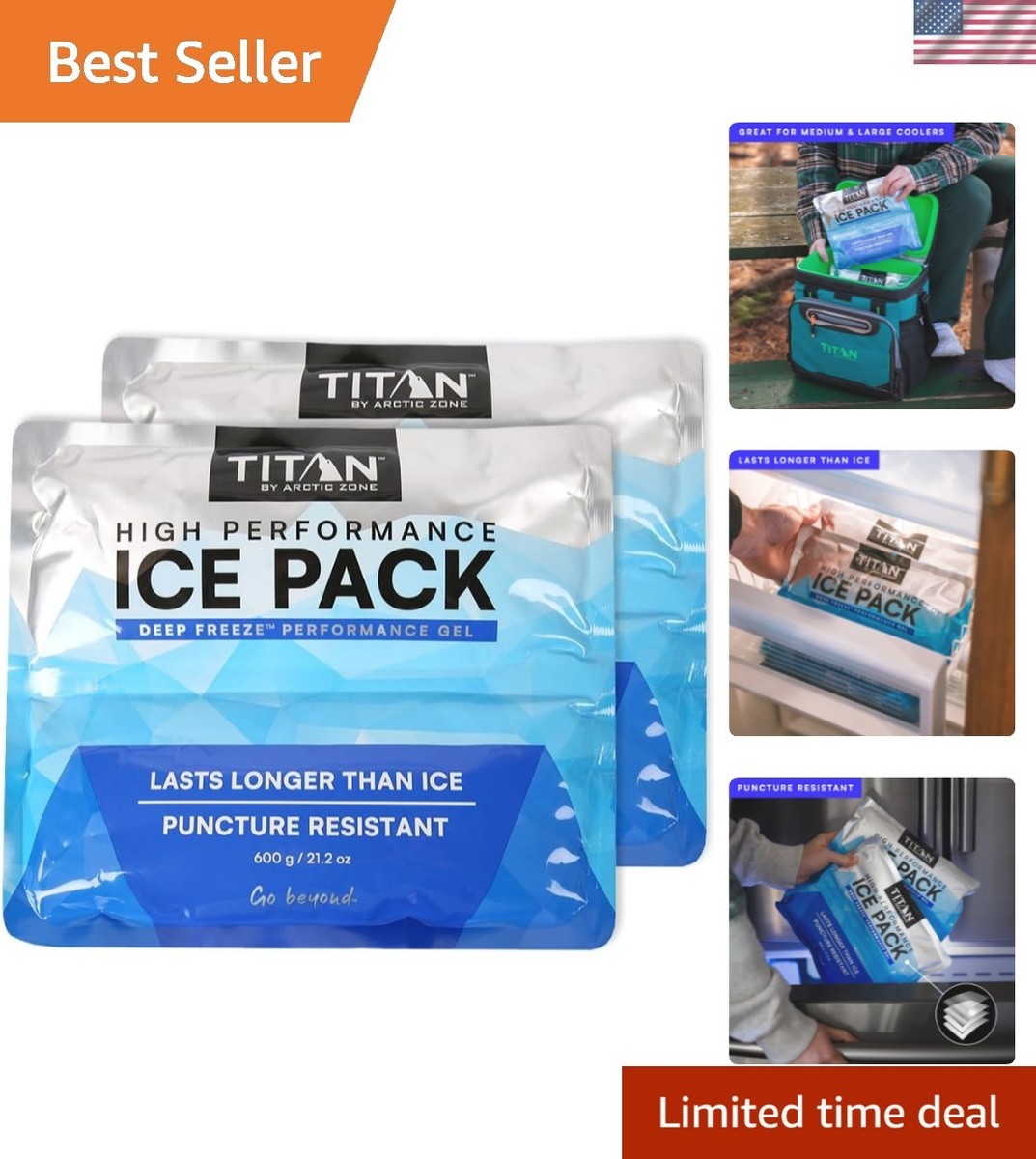Arctic Zone Titan Deep Freeze Ice Pack- 2 Pack 600 Gram High