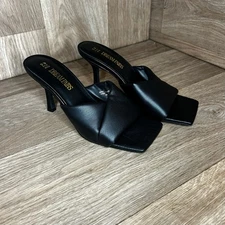 Women's Dream Pairs High Heel Mule Square Toe Slip On, Black, Size 6.5