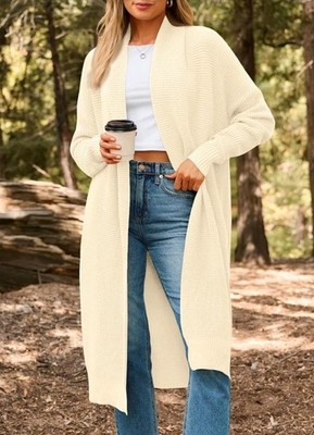 Long Cardigan, Women's Medium, LILLUSORY Open Front, Comfy, Pockets Sweater