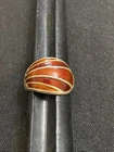 VTG David Andersen Sterling Silver Burnt Orange/Red Enamel Adjustable Dome Ring