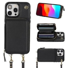 Bocasal Crossbody Wallet Case for iPhone 15 Pro Max, RFID Blocking Leather Purse