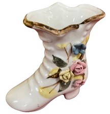 Vintage Porcelain Miniature Shoe Roses Multicolor 2G
