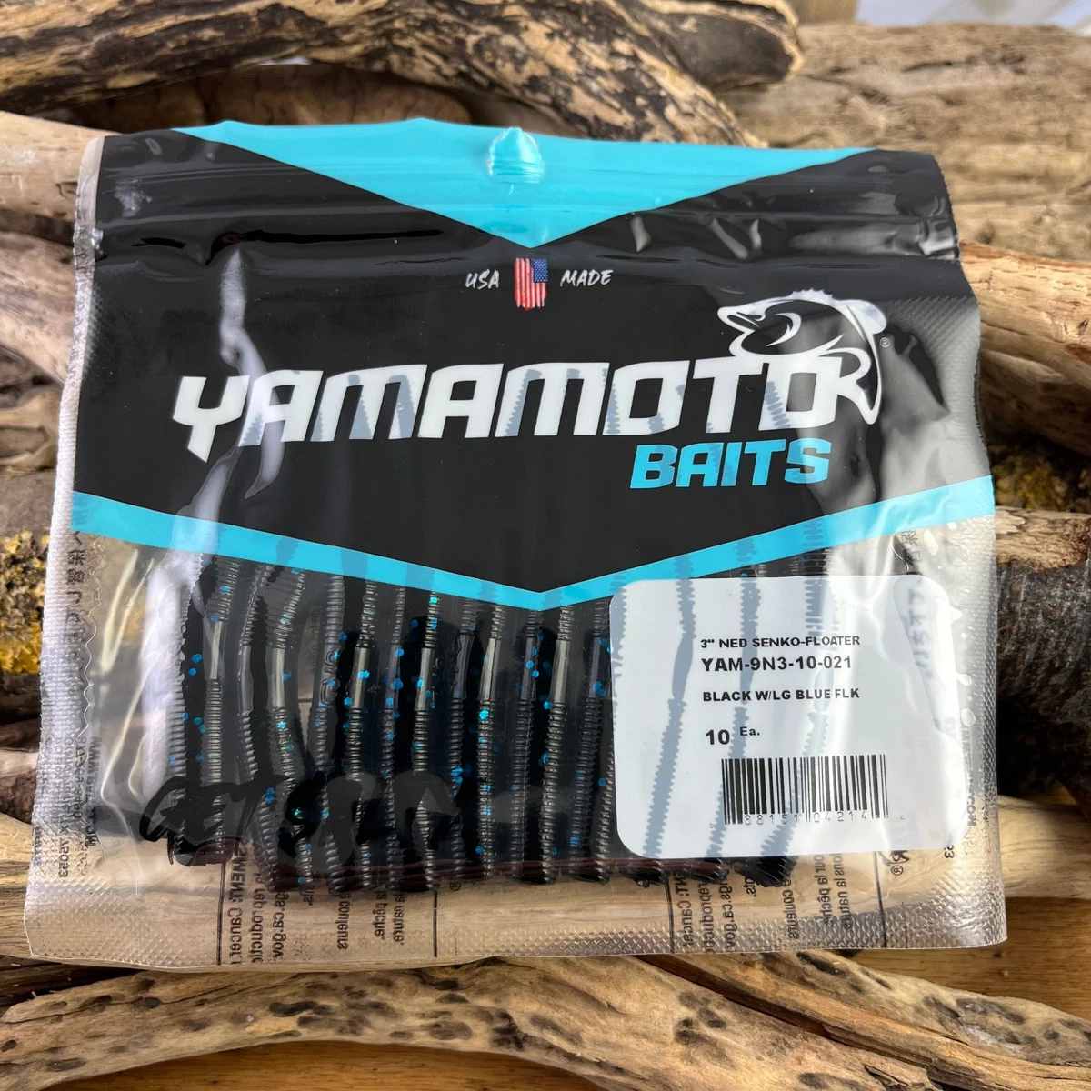 Gary Yamamoto Custom Baits – Yamasenko 3" – #9B-10-297 – Green Pumpkin/Black FLK – 10 Vers
