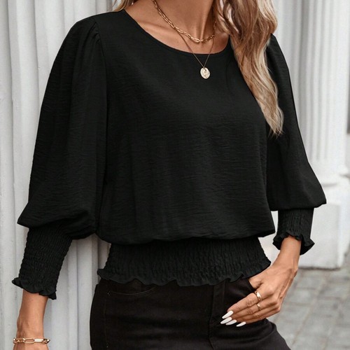 Relaxed Women's Loose Fit Shirt Casual Round Neck Design for Everyday Outfits - Picture 14 of 96