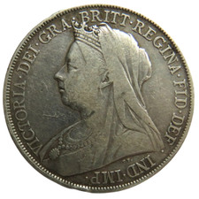 1900 LXIV Queen Victoria Silver Crown Coin - Great Britain