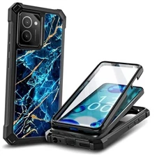 Designed for HMD Vibe Phone Case with Tempered Glass Screen Protector, Full 