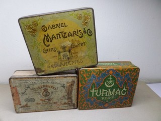 3 alte Zigarettendosen Turmac Mantzaris Karnak und Kedhive Figaro