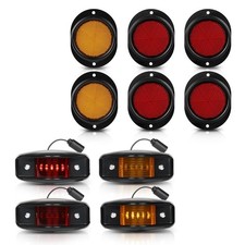Universal LED Side Marker Lights with Reflectors Red Amber Lens 10PCS