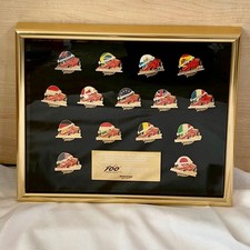 2002 F1 Bridgestone Pin Badge set Gold Frame Schumacher Ferrari