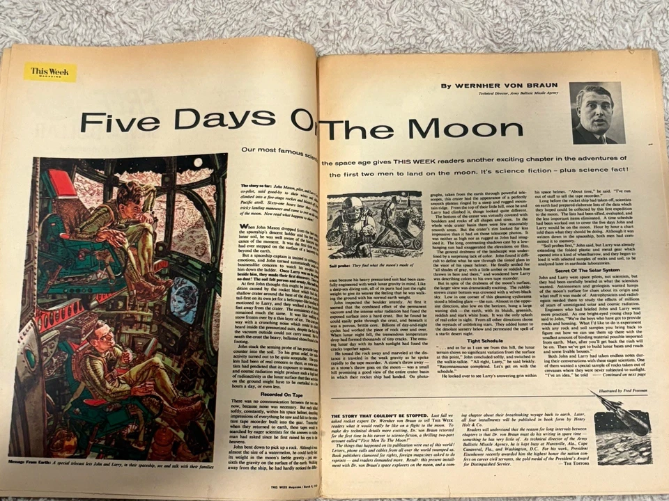March 8 1959 This Week Magazine Werner Von Braun What Its Like To Be On The Moon - Image 3 of 4