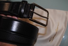 SANTONI LEATHER BELT 240.00 CART. 110 CM NEW LEATHER black 3.5 cm