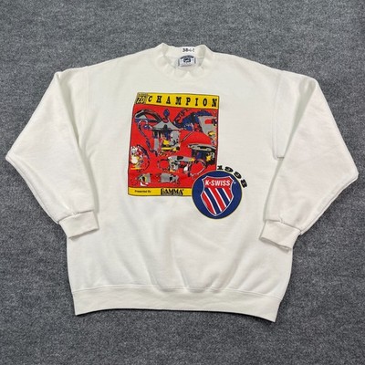 Vintage 1998 K-Swiss Gamma Racquet Sports Champs Tennis Sweatshirt L 22x27 White