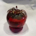 CAMPANELLA SCARL MURANO Italy Golden Red Apple Fruit Paperweight with 2 labels