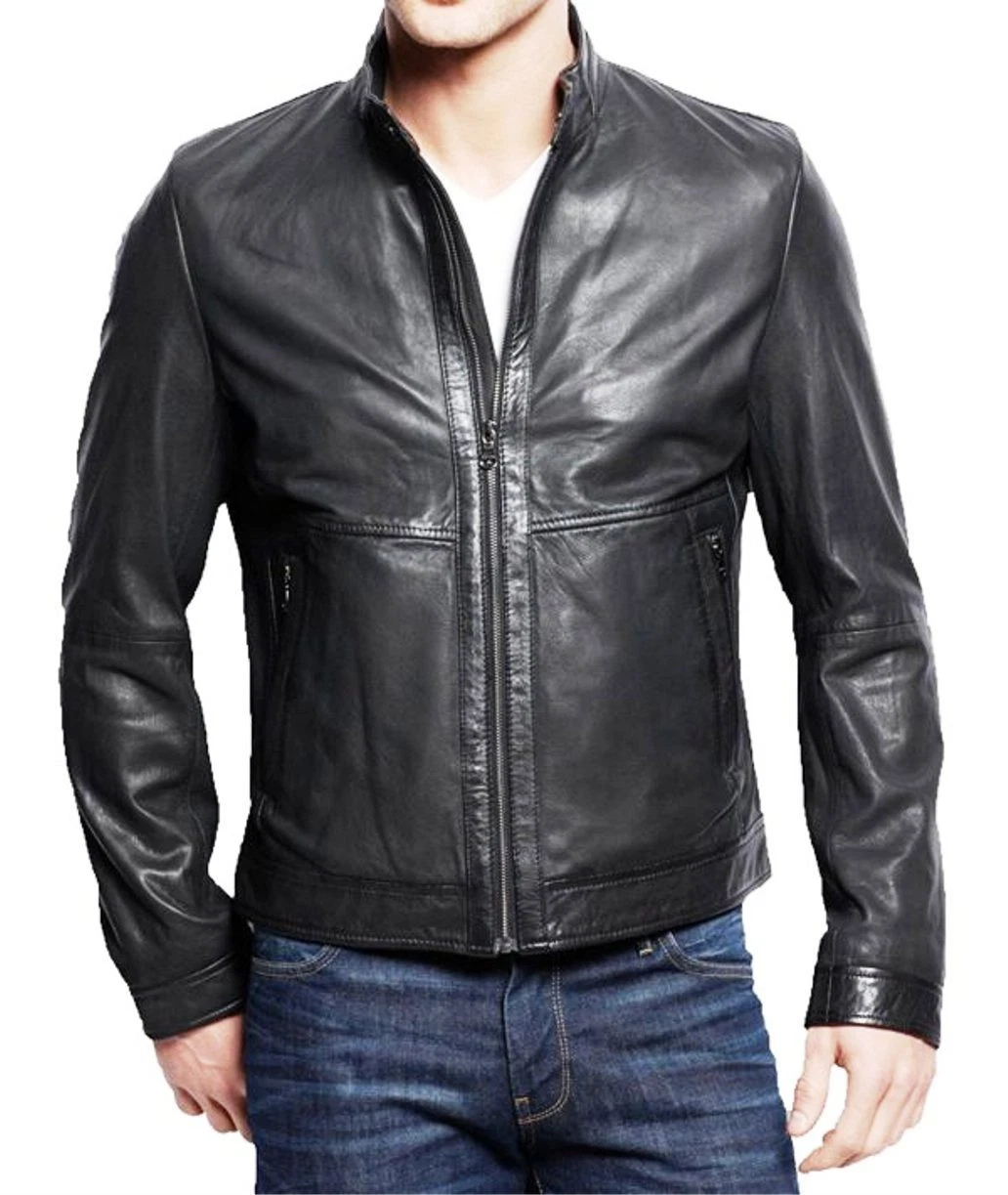 Men Leather Jacket Motorcycle Biker Jacket Slim Fit Soft Lambskin Leather Jacket