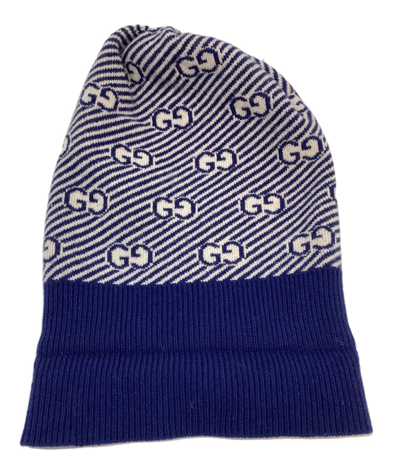 Gucci Knit Beanie Cap GG Blue White Women Authentic thumbnail 5