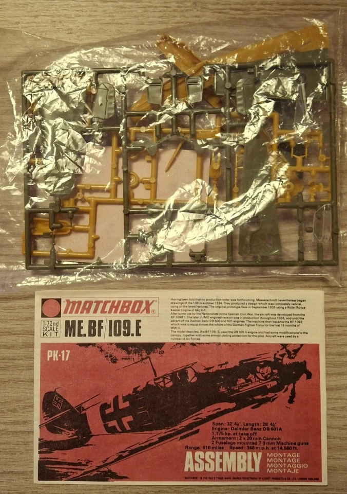 MESSERSCHMITT BF109.E 1:72 MATCHBOX Kit di montaggio - Immagine 3 di 4