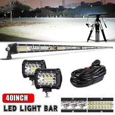 40inch LED Light Bar Spot Flood Combo + 4" Pods For Offroad For Jeep Truck SUV