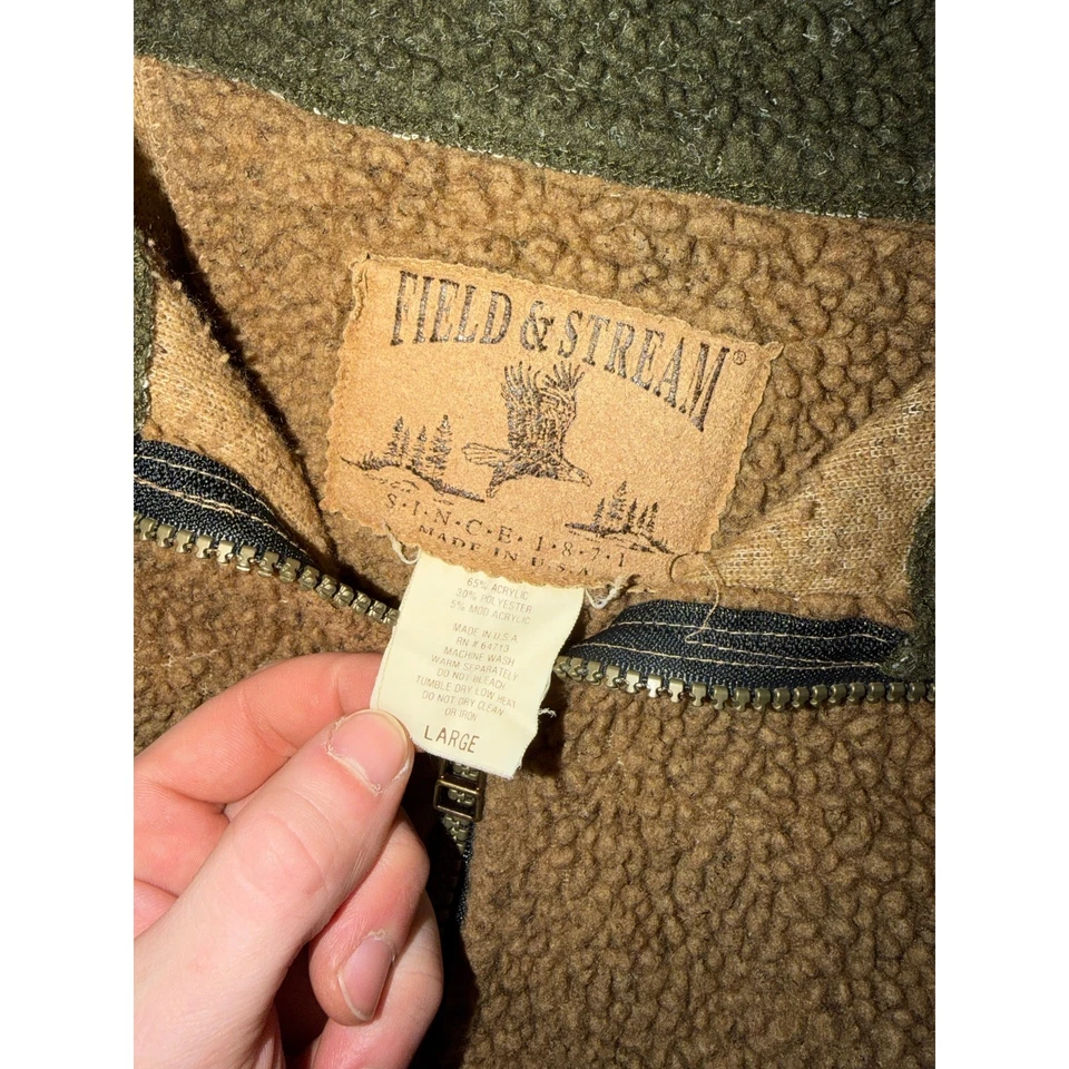 Field & Stream Vintage 90s Fuzzy Brown 1/4 Zip Size Mens Large  - Image 3 of 4