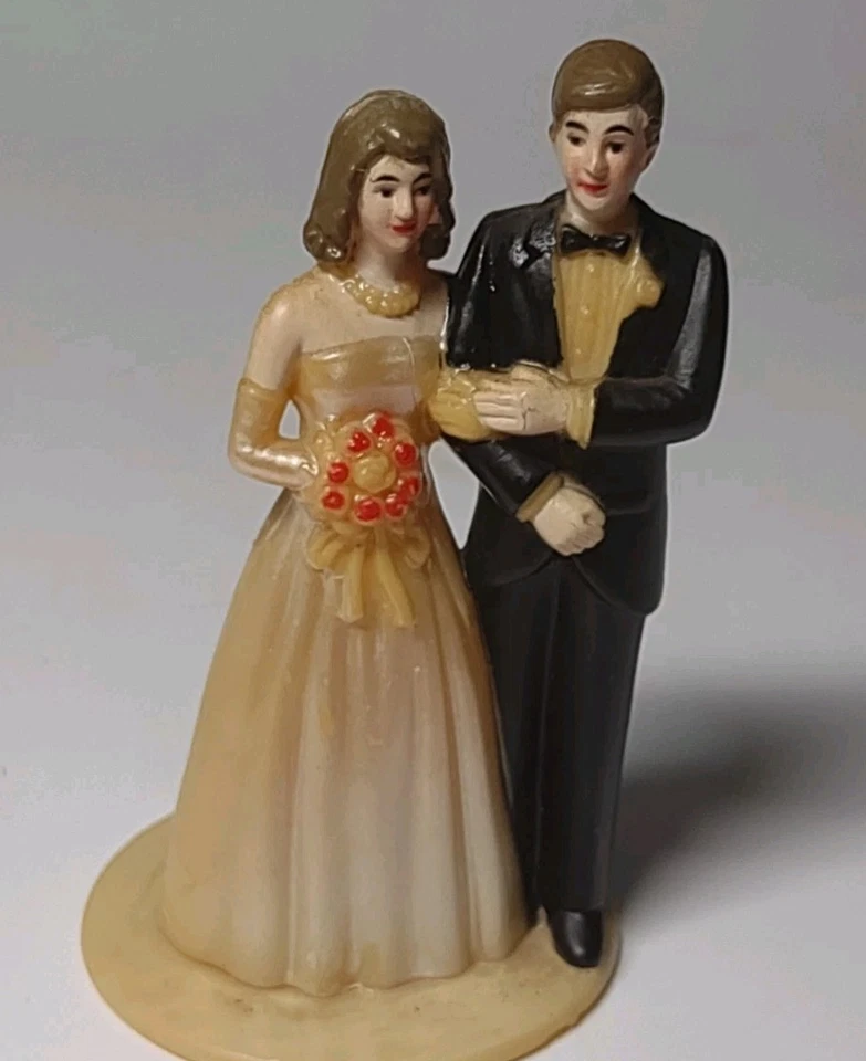 Vestido de Boda Vintage Topper 3" Apro Celuloide Hombro Descubierto Negro Esmoquin Cabello Marrón Foto 2 de 4