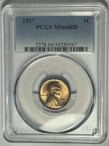 1927 LINCOLN CENT PCGS MS 64 RED