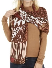 INC International Concepts Mixed Animal Print Women's Scarf Pashmina Brown #104